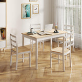 POWERSTONE Dining Table Set for 4, Kitchen Table Chairs Set of 4 with Rubber Wood Legs, Farmhouse 5 Piece Dining Table Set Solid Wood for Kitchen Dining Room Dinner (Brown)