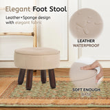 oakvivo 13in Small Foot Stool Ottoman, Round Faux Leather Foot Rest for Couch, Under Desk Pouf Footstool Footrest with Non-Skid Rubber Legs for Ling Room, Bedroom, 13''L x 13''W x 10.2''H, Green