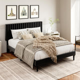 HAOARA King Size Bed Frame,King Size Platform Bed Frame and Velvet Upholstered Headboard with Strong Wood Slats, Box Spring Optional, Mattress Foundation, Easy Assembly Beige