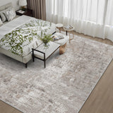12x15 Area Rug for Living Room – Large Modern Neutral Abstract Thin Washable Carpet, Soft Low Pile Non-Slip Stain-Resistant for Bedroom Dining Room Home Office (Beige Grey)