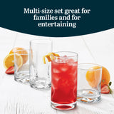 Libbey Ascent Tumbler and Rocks Drinking Glasses Set of 16, Glass Drinking Glasses with Curvature, Versatile Glassware Set for Parties and More