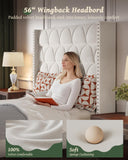 OHOHOLIVE King Size Bed Frame with 56" Headboard - 1000LBS Capacity Support, Velvet Upholstered Wingback Platform Bed Frame, Noise Free, Sturdy Wooden Slat Support