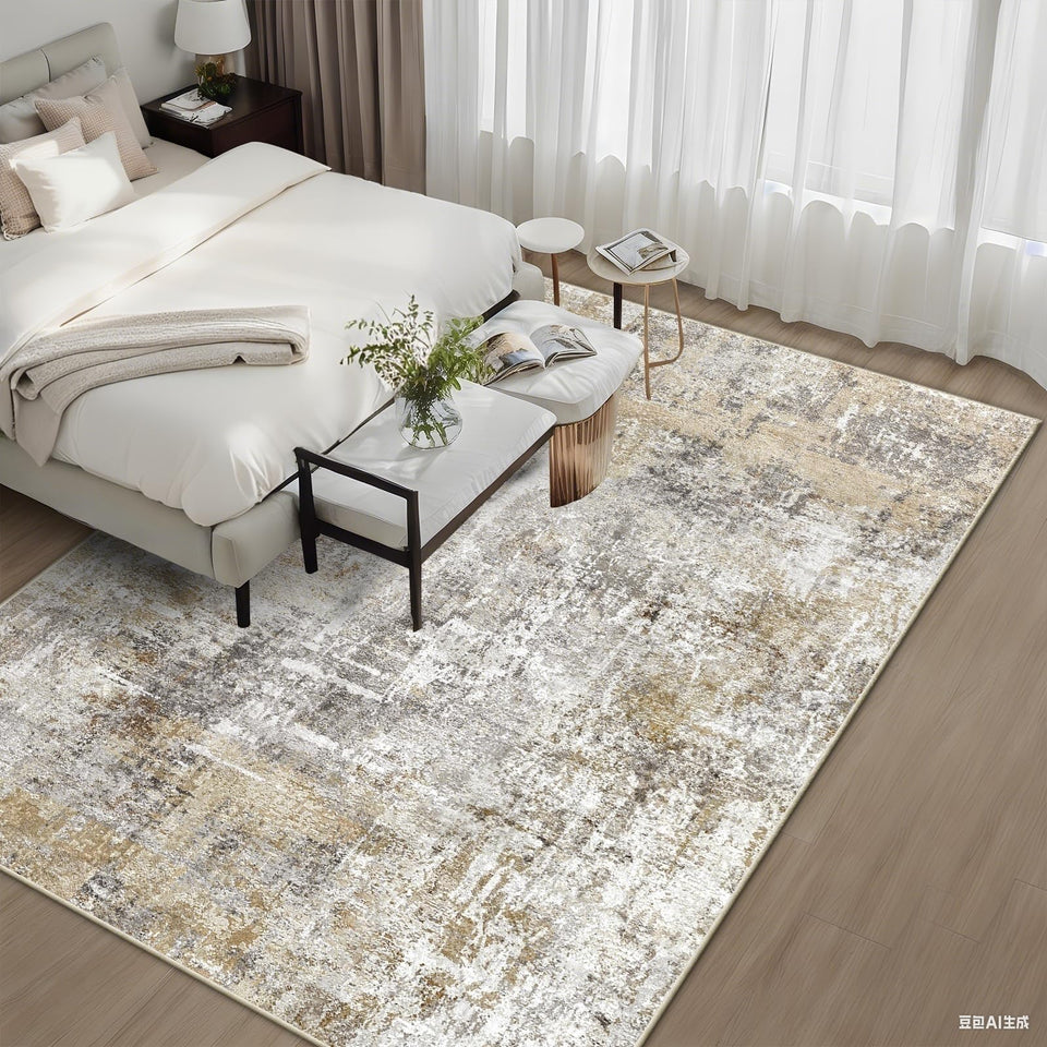 12x15 Area Rug for Living Room – Large Modern Neutral Abstract Thin Washable Carpet, Soft Low Pile Non-Slip Stain-Resistant for Bedroom Dining Room Home Office (Beige Grey)