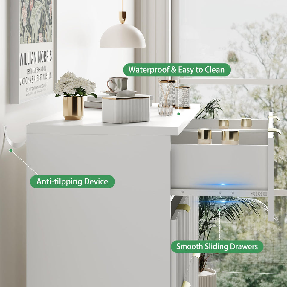 Fluted Dresser for Bedroom with 9 Drawers, 57" Wide Modern Chest of Drawers with Metal Handle, Wooden Dresser TV Stand, Wood Closet Clothes Storage Organizer for Living Room, Hallway, Natural Oak