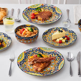 vancasso 24 Pieces Dinnerware Sets, Plates and Bowls Set, Porcelain Dishes Set for 6, Microwave and Dishwasher Safe, Scratch Resistant, Bohemian Style Dining Ware Service for 6, Series SIMI