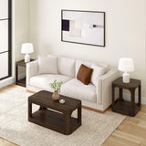 Plank+Beam Forma Coffee Table, 54 Inch Modern Coffee Table with Shelf, Contemporary Center Table with Storage Space, Rectangle Tea Table with Storage, Pecan