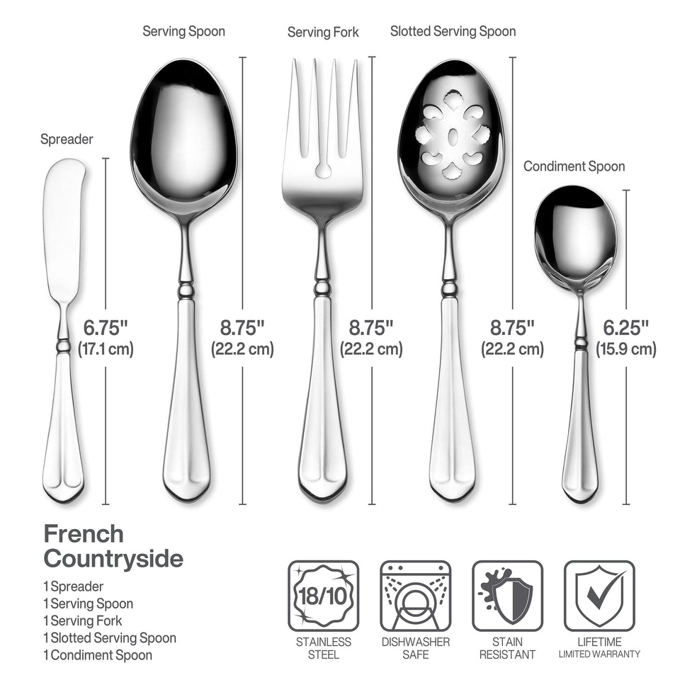 Mikasa Regent Bead 65-Piece Flatware Set for 12, 18/10 Stainless Steel Silverware with Full Service and Serving Utensils, Classic Beaded Edge Design