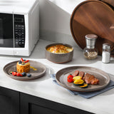 MALACASA Plates and Bowls Sets, 24 Pieces Modern Ceramic Dinnerware Set for 8 Kitchen Stoneware Dishes Dishware Set Microwave and Dishwasher Safe, White, Series TARA