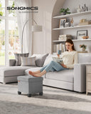 SONGMICS 15 Inches Cube Storage Ottoman, Bedroom Bench with Storage, Foot Stool with Feet, Holds Up to 660 lb, Dark Gray ULSF14GYZ