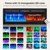 oneinmil 80" Fireplace TV Stand, 50 Inch Electric Fireplace & Modern Entertainment Center, TV Console with Adjustable Shelf & Glass Door for TVs Up to 90", Fire Place TV Stands for Living Room, Black