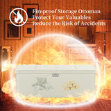 DocSafe Storage Ottoman with Lock,Fireproof Folding Ottoman Foot Rest Stool Storage Chest with Storage Safe for Important Documents,Waterproof 17 Inches Short Ottoman Foot Stool with Handles,Black