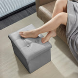 AmasSmile Storage Ottoman Folding Foot Rest Stool, Leather Footstool Bench, Short Ottoman Stool, Storage Foot Rest Store, Books (Black, 17" D x 13" W x 13" H)