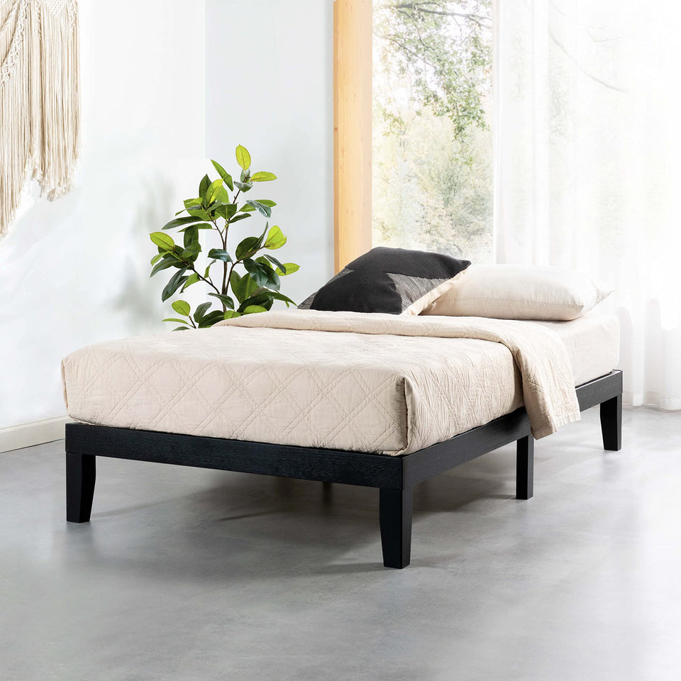 Mellow Naturalista Classic 12-Inch Solid Wood Platform Bed | Wooden Slats, No Box Spring Needed, Easy Assembly | Full, Espresso