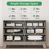 Fluted Dresser for Bedroom with 9 Drawers, 57" Wide Modern Chest of Drawers with Metal Handle, Wooden Dresser TV Stand, Wood Closet Clothes Storage Organizer for Living Room, Hallway, Natural Oak