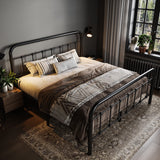 Allewie King Size Metal Platform Bed Frame with Victorian Style Wrought Iron-Art Headboard/Footboard, No Box Spring Required, Black