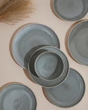 Pokini 24 Piece Dinnerware Sets for 8, Modern Stoneware Plates and Bowls Setst, Perfect for Family Gatherings & Holiday Celebrations, Easy Cleaning Dishes Set, Stack Compactly Dishware, Brown Green