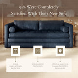 POLY & BARK Napa 72" Apartment Sofa – Italian-Tanned Full-Grain Pure-Aniline or Semi-Aniline Leather, Feather-Down Cushioning, Kiln-Dried Solid Wood Frame, Walnut Legs - Cognac Tan