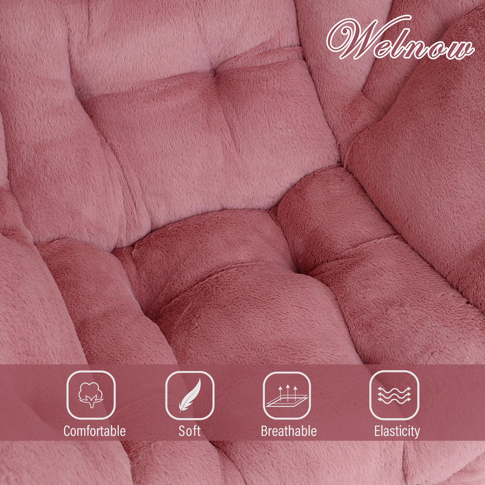 Welnow Lazy Chair with Ottoman, Modern Lounge Accent Chair with Armrests and a Side Pocket, Leisure Sofa Armchair, Reading Armchair with Footrest for Small Space, Dark Grey