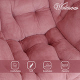 Welnow Lazy Chair with Ottoman, Modern Lounge Accent Chair with Armrests and a Side Pocket, Leisure Sofa Armchair, Reading Armchair with Footrest for Small Space, Dark Grey