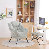 LITA Lazy Chair with Ottoman, Modern Accent Leisure Upholstered Lazy Sofa Armchair, Contemporary Lounge Reading Chair with Armrests and a Side Pocket for Living Room, Bedroom & Small Space, Dark Grey