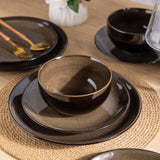 LeRatio Ceramic Dinnerware Sets for 6,Plates and Bowls Sets,Handmade Reactive Glaze Dishes Set,Chip Resistant and Scratch Resistant | Oven&Dishwasher & Microwave Safe-Blue(18PCS)