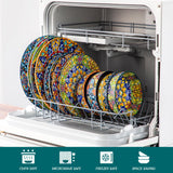 vancasso 24 Pieces Dinnerware Sets, Plates and Bowls Set, Porcelain Dishes Set for 6, Microwave and Dishwasher Safe, Scratch Resistant, Bohemian Style Dining Ware Service for 6, Series SIMI