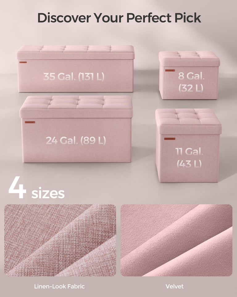 SONGMICS MAZIE Collection - 43 Inches Folding Storage Ottoman Bench, Ottoman Foot Rest, End of Bed Bench, Storage Chest, Load 660 lb, for Living Room, Bedroom, Entryway, Dark Gray ULSF77K