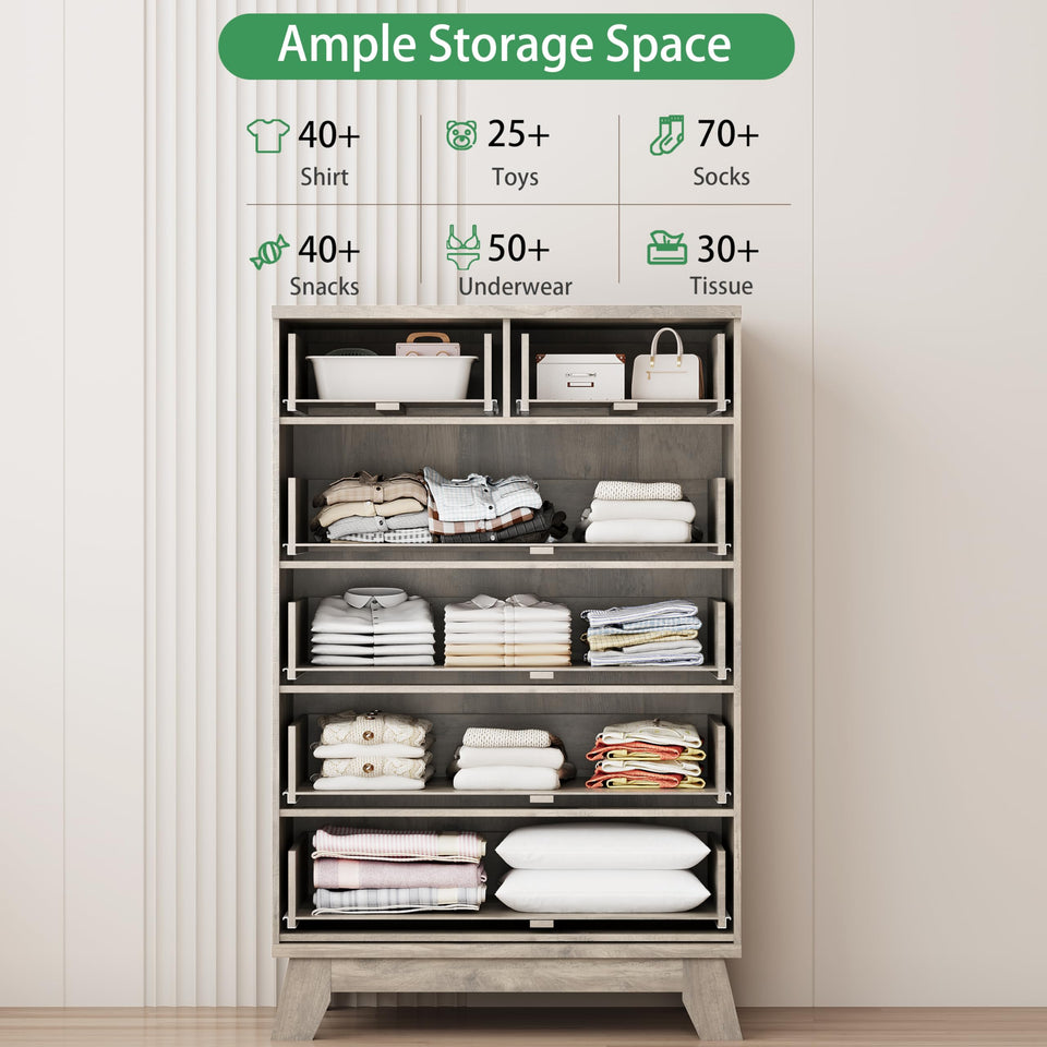 Fluted Dresser for Bedroom with 9 Drawers, 57" Wide Modern Chest of Drawers with Metal Handle, Wooden Dresser TV Stand, Wood Closet Clothes Storage Organizer for Living Room, Hallway, Natural Oak