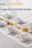FOBENTA 24 Piece Dinnerware Sets for 8, Premium Stoneware Plates and Bowls Sets, Microwave & Dishwasher Safe, Elegant Dishes for Entertaining & Special Occasions – A Stunning Gift for Large Families