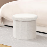 B FSOBEIIALEO Storage Ottoman Cube, Flowers Shaped Ottomans with Storage Foot Stool Footrest for Lving Room, Boucle Ottoman Seat for Dorm Room,Faux Teddy Fur, Cream White 12.6"x12.6"x12.6"