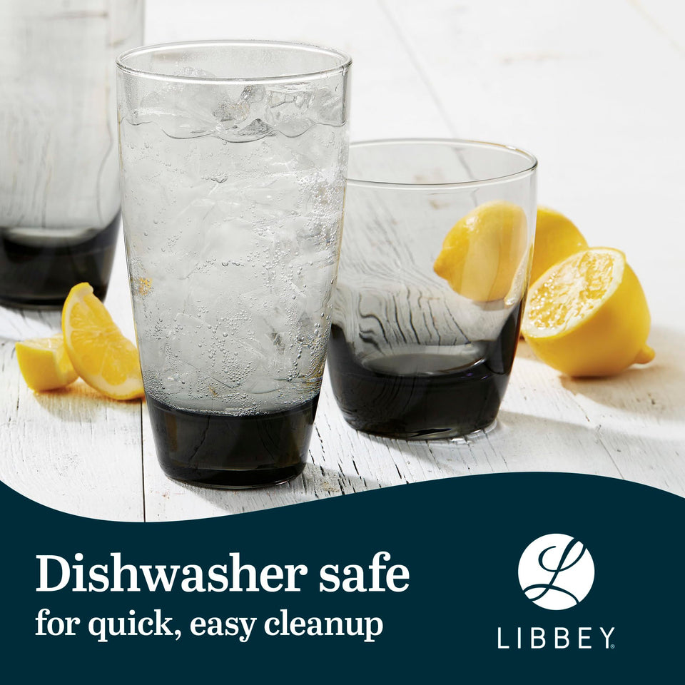 Libbey Ascent Tumbler and Rocks Drinking Glasses Set of 16, Glass Drinking Glasses with Curvature, Versatile Glassware Set for Parties and More