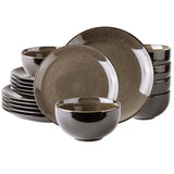 LeRatio Ceramic Dinnerware Sets for 6,Plates and Bowls Sets,Handmade Reactive Glaze Dishes Set,Chip Resistant and Scratch Resistant | Oven&Dishwasher & Microwave Safe-Blue(18PCS)