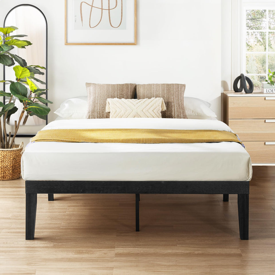 Mellow Naturalista Classic 12-Inch Solid Wood Platform Bed | Wooden Slats, No Box Spring Needed, Easy Assembly | Full, Espresso