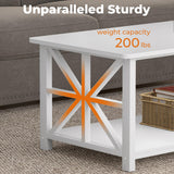 GreenForest Coffee Table for Living Room with Round Corners Farmhouse Style Center Table with Storage Shelf 39 Inch Space Saving Easy Assembly Gray Wash