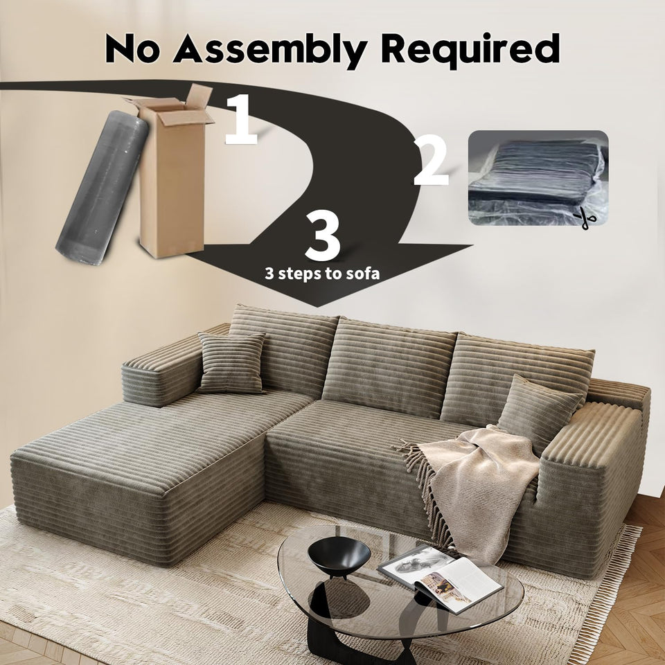 135.4" Cloud Modular Sectional Couch with 1 Ottoman,Modern Minimalist Upholstered Couches, Comfort U Shaped Sofa for Living Room,Deep Seat Corner Couch，No Assembly Required (Black,Left Facing Chaise)
