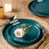 AmorArc Ceramic Dinnerware Sets for 8, 24 Pieces Handpainted Plates and Bowls Set with Rustic Terracotta Underside, Scratch Resistant Stoneware Dishes Set, Dishwasher & Microwave Safe, Light Beige