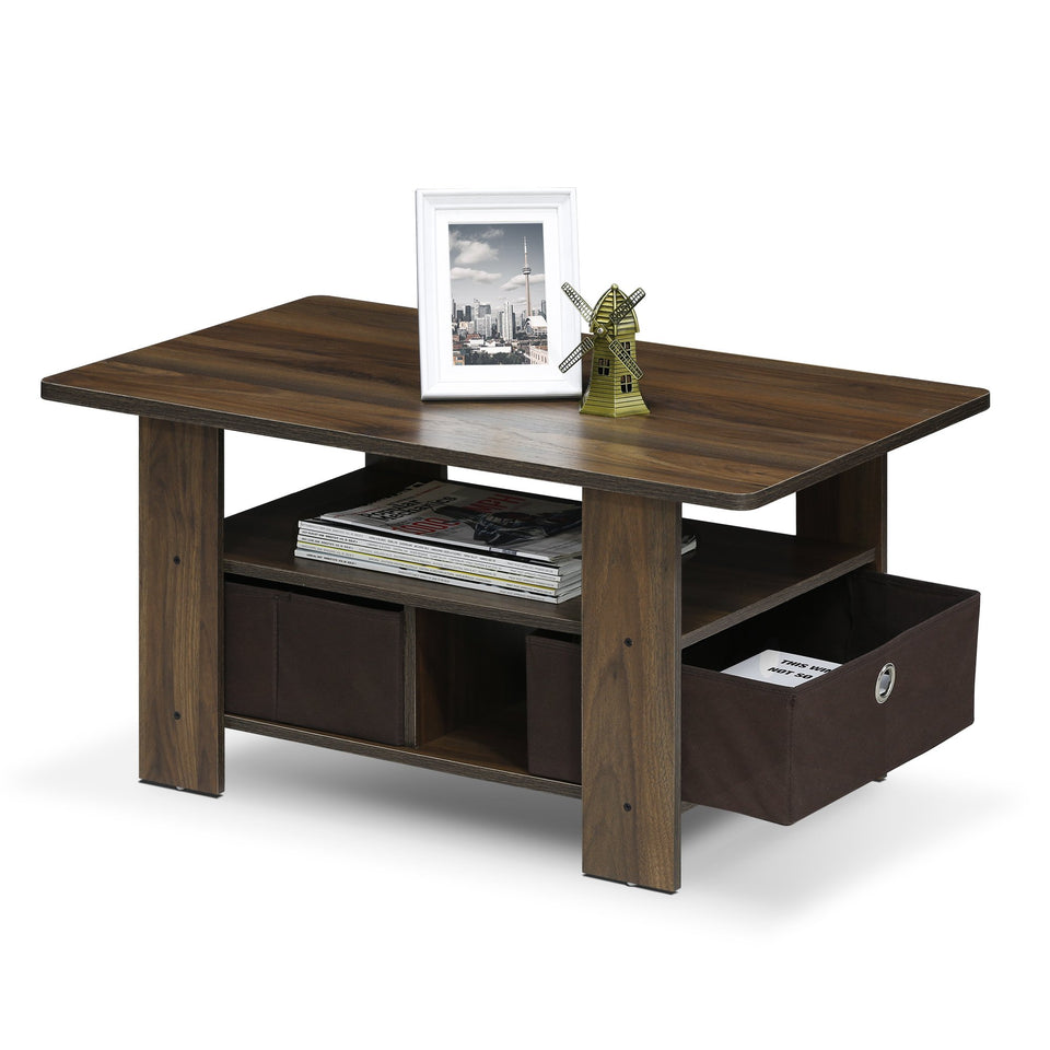 FURINNO Turn-N-Tube Coffee Table, 31.22D x 15.5W x 15.8H in, French Oak Grey/Black/Black