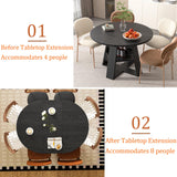 43.3in-59in Extendable Round Dining Table for 4-8,Modern Kitchen Oval Dining Table with Removable Leaves Space Saving,Wood Base with Storage Shelf for Kitchen Living Room (Walnut)