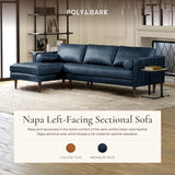 POLY & BARK Napa 72" Apartment Sofa – Italian-Tanned Full-Grain Pure-Aniline or Semi-Aniline Leather, Feather-Down Cushioning, Kiln-Dried Solid Wood Frame, Walnut Legs - Cognac Tan
