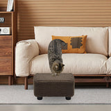 CAROLMADE Small Foot Stool Ottoman Footstool with Legs Under Desk Footrest for Living Room Bedroom and Office, Soft Ivory White