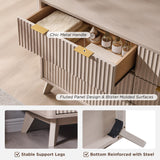 T4TREAM Fluted 7 Drawers Dresser, 54" Wide Modern Chest of Drawers with Faux Marble Top, Curved Profile Design, Dresser TV Stand, Wood Drawer Organizer for Bedroom, Living Room, Hallway, Natural Oak