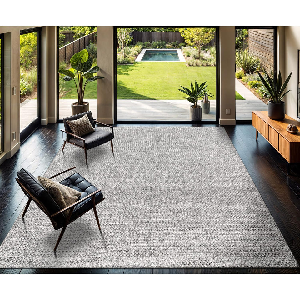 CAMILSON Easy Jute Rug 10x14, Indoor Outdoor Natural Color Fiber Area Rugs for Living Room Patio and Kitchen Rug, Sisal Boho Woven Design, Easy-Cleaning, Washable Outside Carpet Alfombras (10 x 14)