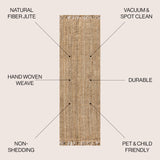 JONATHAN Y Handwoven Jute Fringe Natural Indoor Area Rug, 8x10, Pata, Bohemian, Rustic, Cottage, Easy-Cleaning for Living Room, Bedroom, Kitchen, Non-Shedding (NRF103A-8)