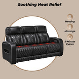 Signature Design by Ashley Boyington Contemporary Leather Match Power Reclining Sofa with USB Charging Ports, LED Lights and Adjustable Headrest, Light Gray