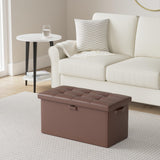 DocSafe Storage Ottoman with Lock,Fireproof Folding Ottoman Foot Rest Stool Storage Chest with Storage Safe for Important Documents,Waterproof 17 Inches Short Ottoman Foot Stool with Handles,Black