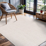 CAMILSON Easy Jute Rug 10x14, Indoor Outdoor Natural Color Fiber Area Rugs for Living Room Patio and Kitchen Rug, Sisal Boho Woven Design, Easy-Cleaning, Washable Outside Carpet Alfombras (10 x 14)