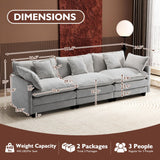 Ihanherry 146" U-Shaped Modern Sofa Modular Sectional Cloud Couch with 2 Ottoman, 6-Seat Chenille Deep Seat Sofa with 6 Pillows for Living Room, Bedroom and Apartment, Grey