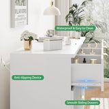 Fluted Dresser for Bedroom with 9 Drawers, 57" Wide Modern Chest of Drawers with Metal Handle, Wooden Dresser TV Stand, Wood Closet Clothes Storage Organizer for Living Room, Hallway, Natural Oak