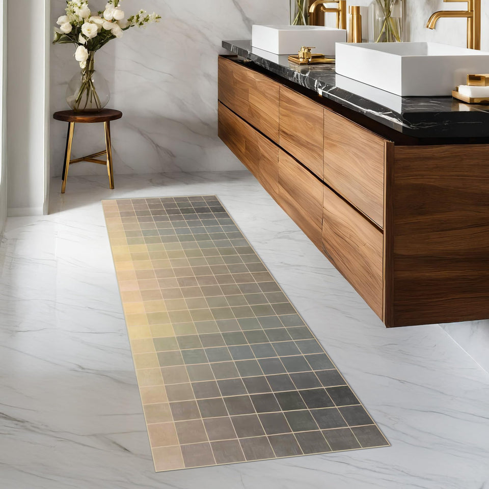 Neutral Living Room Rug - 10x14 Farmhouse Beige Brown Large Area Rug for Dining Room, Bedroom, Low Pile Lightweight Washable