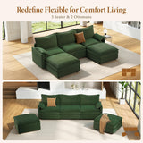 Vesgantti 142" U Shaped Sectional Couch, Comfy Cloud Modular Sectional Sofa with 2 Ottoman Deep Seat Chenille Modern Cloud Sofa, Modular Sofas for Living Room, Bedroom and Apartment, Beige